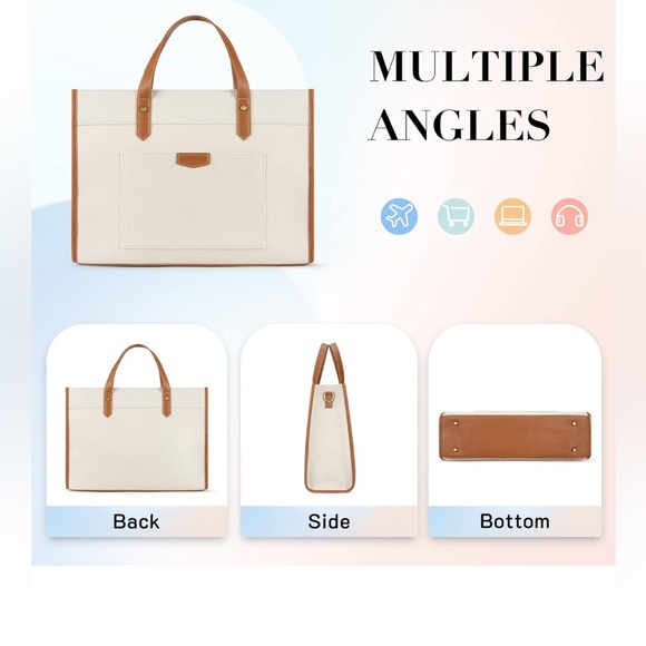 NWT Laptop Tote Bag | Canvas Laptop Bag 15.6 Inch | Work Shoulder Bag - Picture 6 of 6